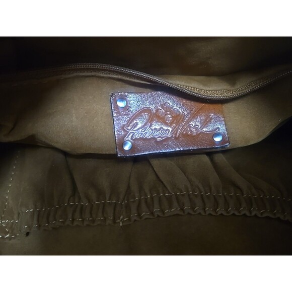 Patricia Nash Brindisi Leather Bucket Bag Pink Aztec Lacing Cinch Crossbody - Picture 13 of 16